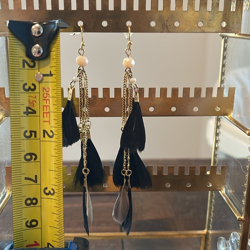 Black and Gray Feather Earrings (Uncommon James) - Picture 2 of 2